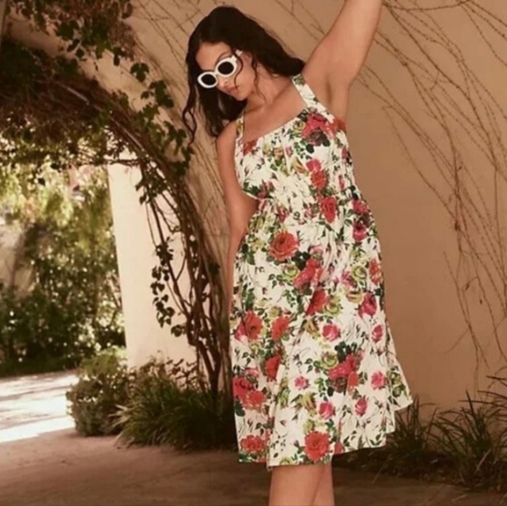 by Anthropology Cottage Core Corset Floral Feminine Midi Dress Bridal Shower Sz2